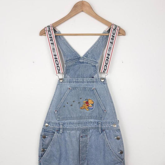 Vintage 90s Winnie the Pooh Embroidered Light Blue Denim Dungarees (S/M)