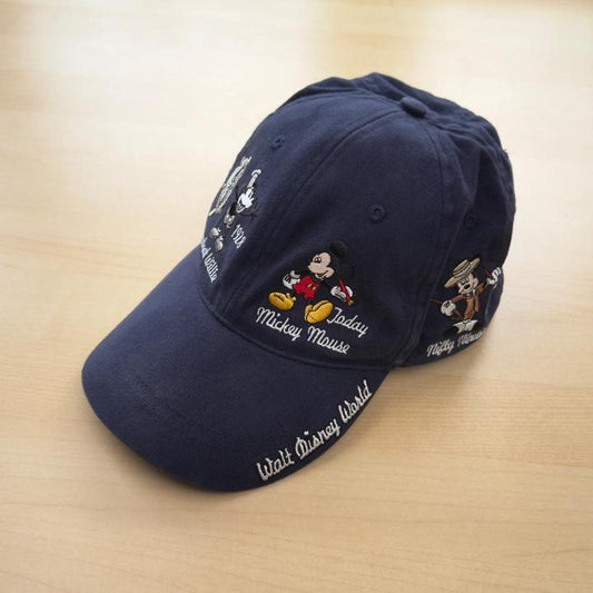 Vintage 00s Mickey Through The Years Embroidered Disney World Navy Cap (Adult)