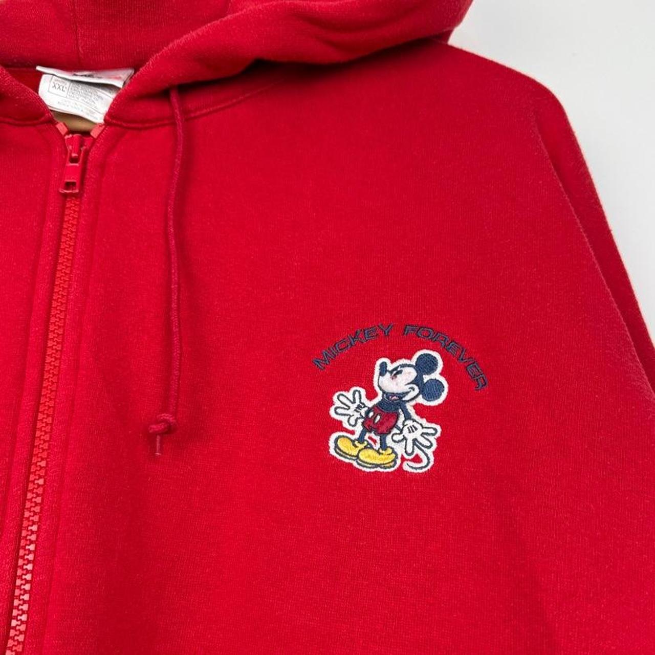 Vintage 00s Mickey Forever Disney Store Red Zip Up Hoodie (XXL)