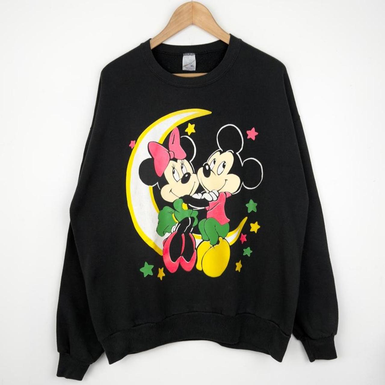 Vintage 90s Mickey & Minnie Crescent Moon Black Sweatshirt (L/XL)