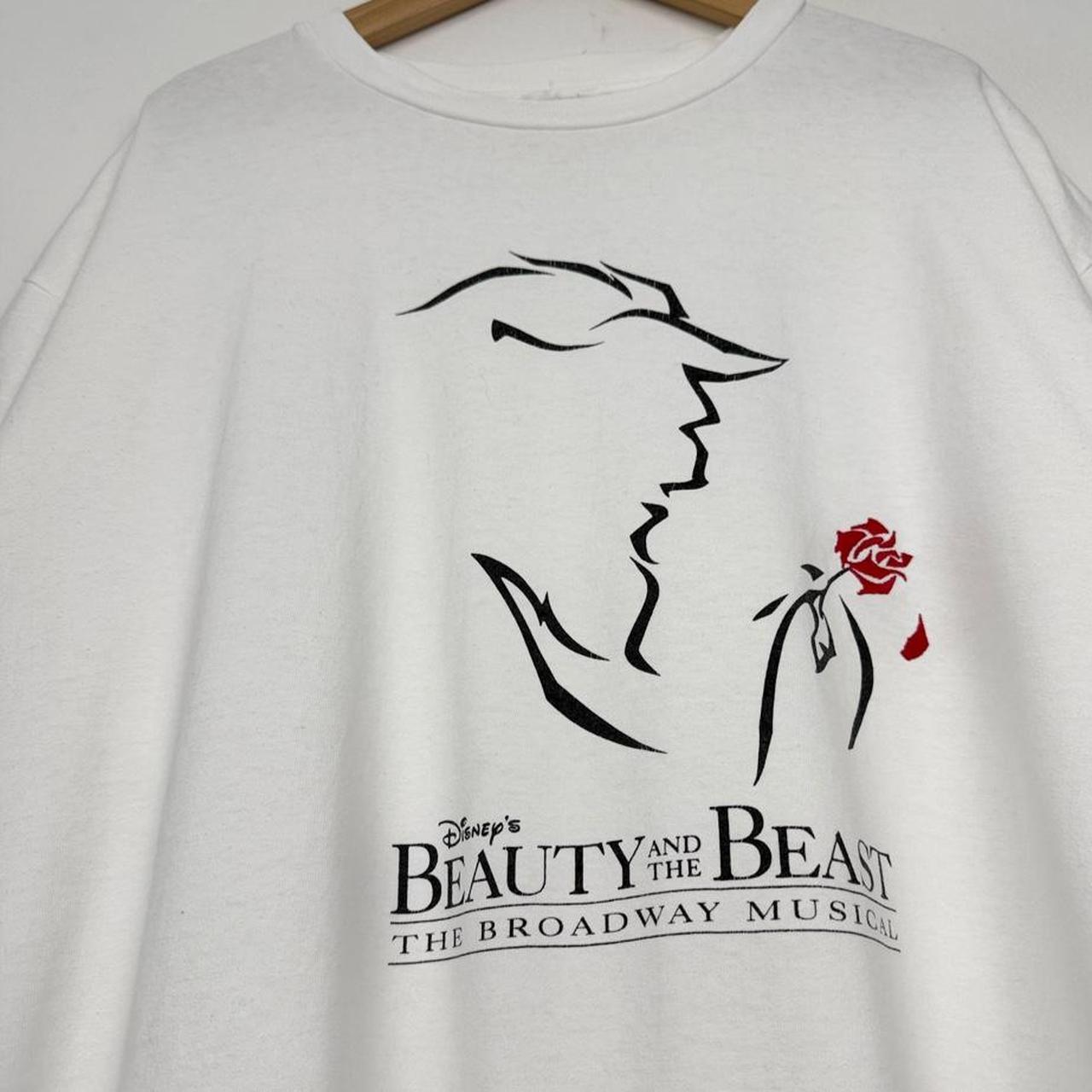Vintage 90s Beauty And The Beast Broadway Musical Tour White T Shirt (XL)
