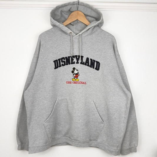Vintage 00s Disneyland Spell Out Embroidered Grey Hoodie (XL)