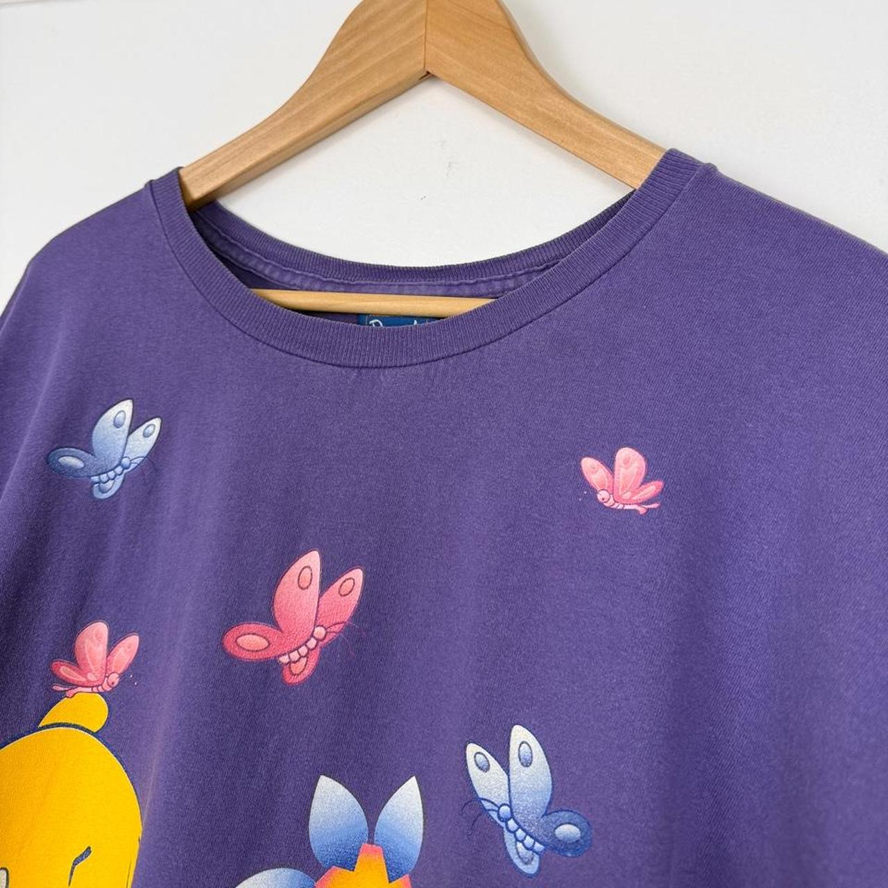 Vintage 90s Winnie The Pooh & Piglet Flower Butterflies Purple T Shirt (XXL/XXXL)