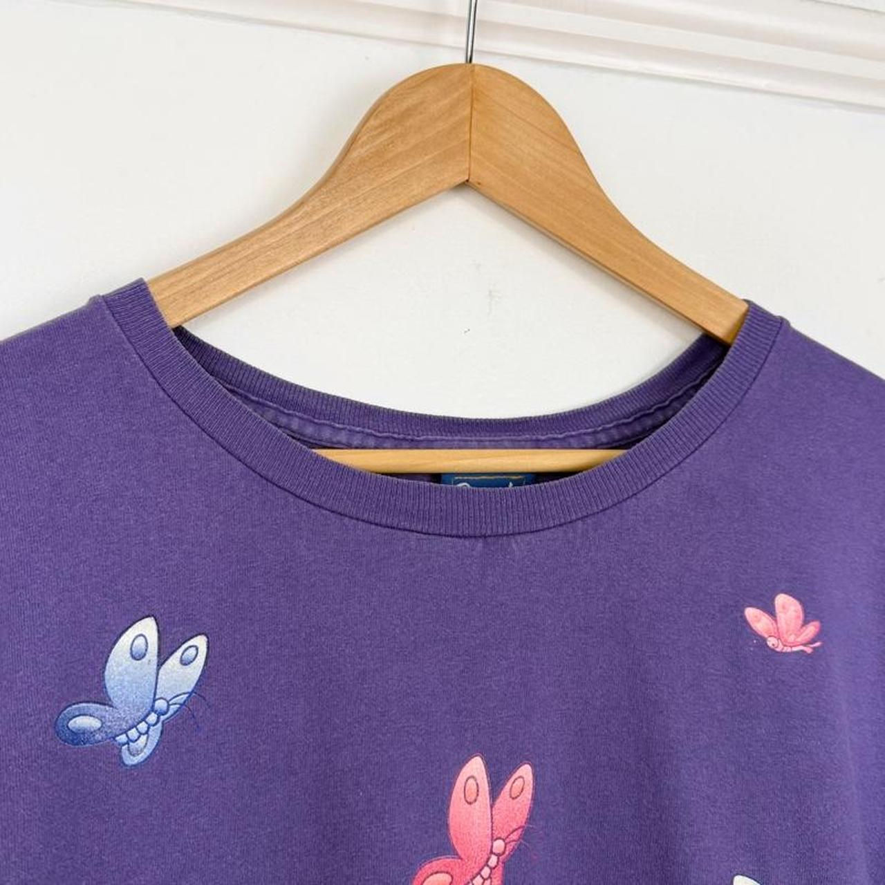 Vintage 90s Winnie The Pooh & Piglet Flower Butterflies Purple T Shirt (XXL/XXXL)