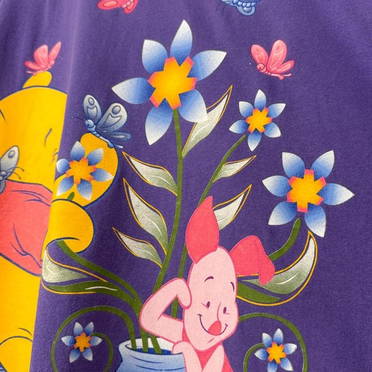 Vintage 90s Winnie The Pooh & Piglet Flower Butterflies Purple T Shirt (XXL/XXXL)