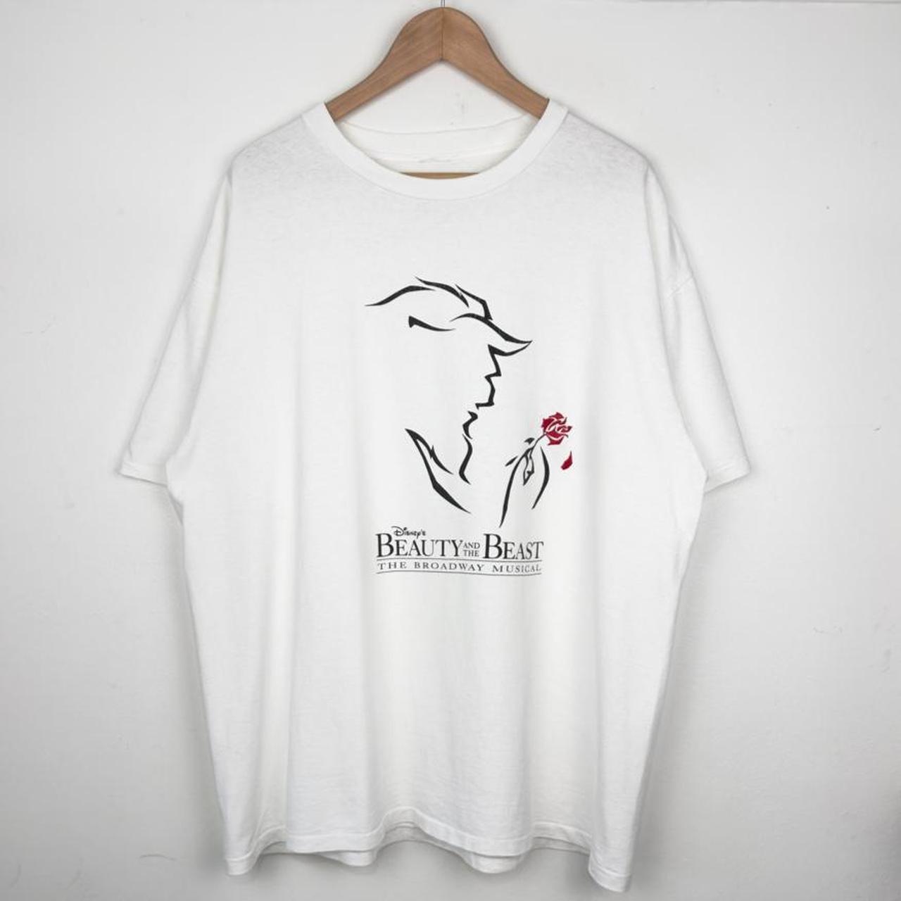 Vintage 90s Beauty And The Beast Broadway Musical Tour White T Shirt (XL)
