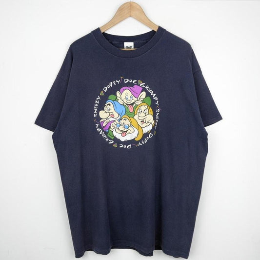 Vintage 90s Disney Seven Dwarfs Snow White Navy Blue T Shirt (XL)