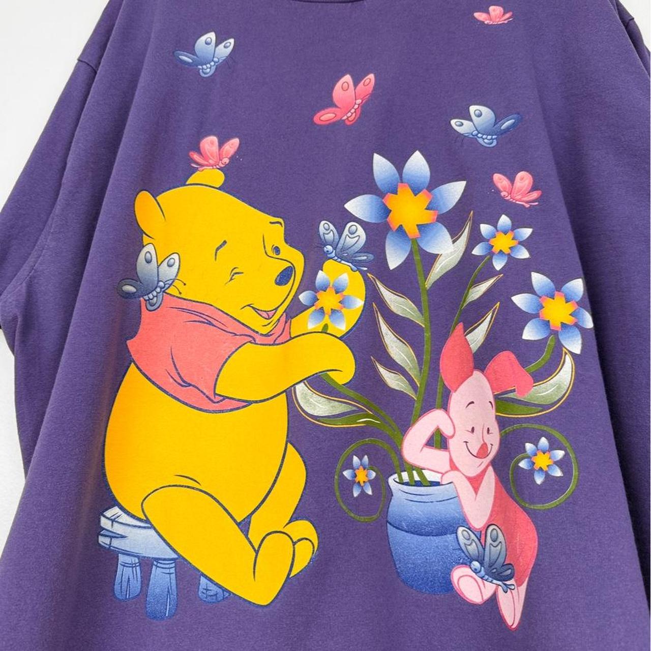 Vintage 90s Winnie The Pooh & Piglet Flower Butterflies Purple T Shirt (XXL/XXXL)
