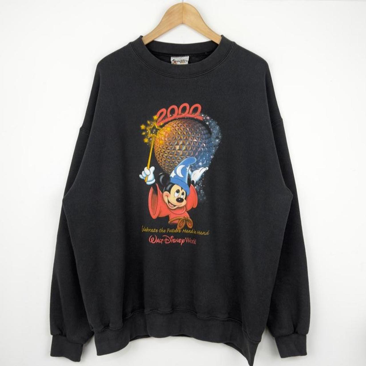Vintage 2000 Epcot Sorcerer Mickey Disney World Black Sweatshirt (XL)