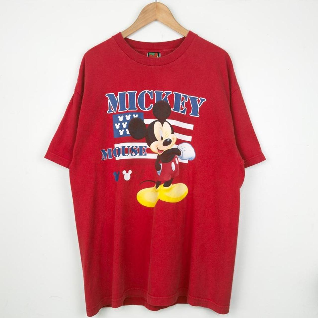 Vintage 90s Mickey Mouse USA Flag Red T Shirt (XL)