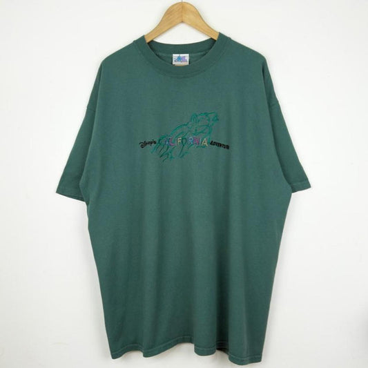 Vintage 00s Disney's California Adventure Embroidered Green T Shirt (XXL)